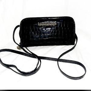 Brighton womens black croco crossbody bag